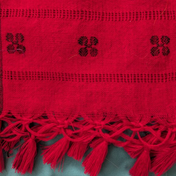 Mexican blouse top huipil red and black lightweight, OS, never worn - Picture 7 of 11